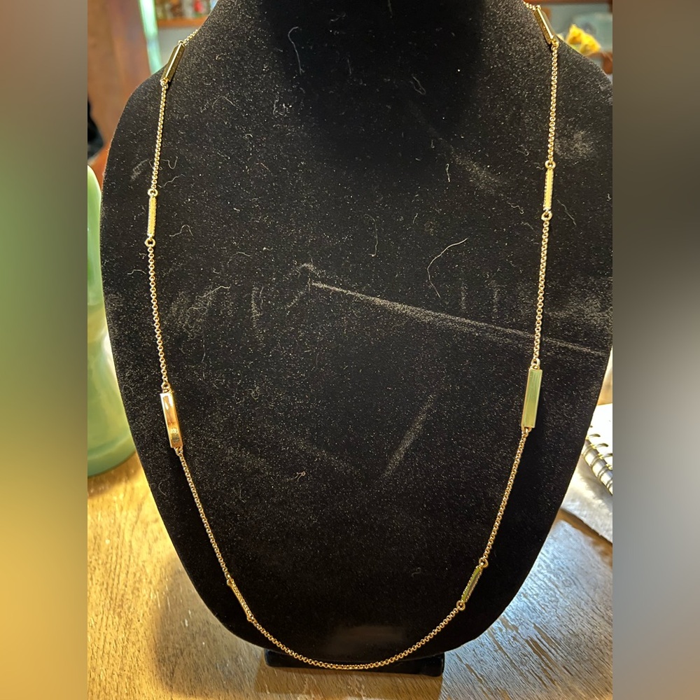 Kate Spade NY bar station necklace with pave CZ details on every other bar. Long